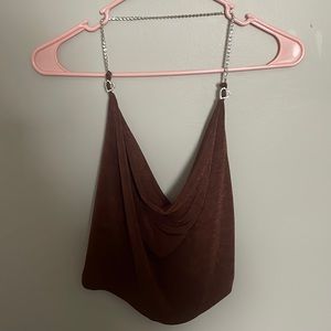 brown party top. size small.